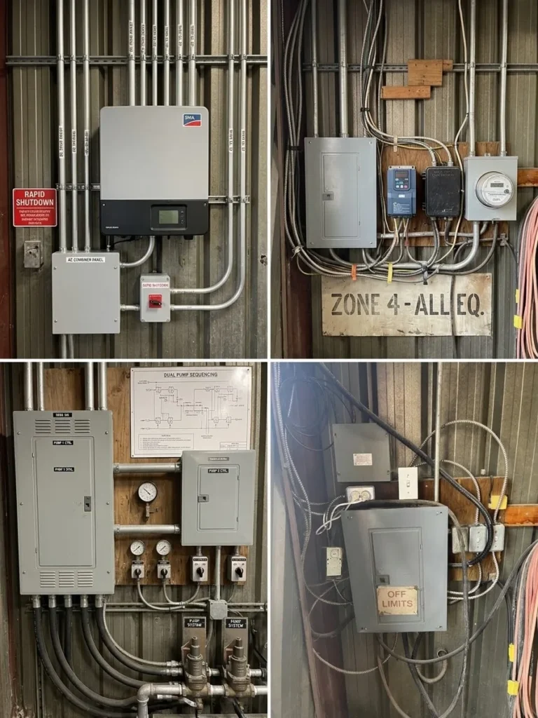 Collage of traditional electrical enclosure installations